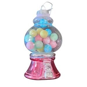 Glass Bubble Gum Machine Sweet Treat Christmas Ornament Large Glitter